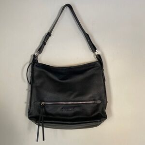 TAHARI large black pebbled faux leather shoulder bag